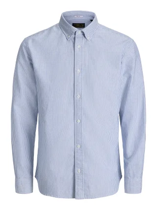 JACK&JONES - JJEHARVEY OXFORD L/S SHIRT NOOS Dusty Blue - Gr. - S