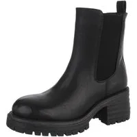 Ital-Design Modische Chelsea Boots mit elastischen Einsätzen für Damen Plateaustiefelette (90648980) Blockabsatz Stiefeletten in Schwarz
