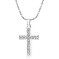 NAHLE Kette mit Anhänger Kreuz Silberkette Kreuz Kette (inkl. Schmuckbox), 925 Silber / rhodiniert