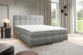 Boxspringbett Bett Schlafzimmerbett SOPHIE 120x200cm Stoff Rolf Hellgrau