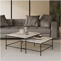 Vicco Couchtisch Ramio, Weiß/Schwarz, 80 x 80 cm 2 Teile (2-St)