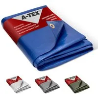 A-TEX® Schutzplane Abdeckplane Gewebeplane Plane mit Ösen 260 g/qm blau 2 x 3 m