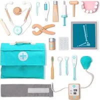 Esun Spielzeug-Arztkoffer Holz Arztkoffer Kinder Spielset Doktorkoffer Spielzeug 18 St., (SET, 18-tlg., Komplettset), Geschenk für Mädchen Jungen ab 3 4 5 6 7 8 Jahre