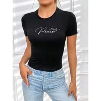 RMK T-Shirt T-Shirt Damen Shirt Top Sommer Basic Frieden Peace Freiheit aus Baumwolle