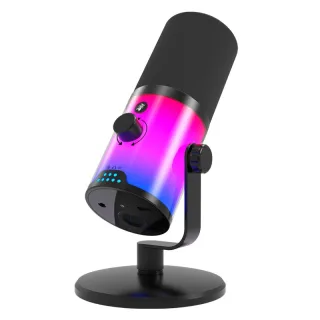 WM16 USB XLR Dynamic Microphone with RGB Lighting DSP Noise Reduction Cardioid Condenser Plug and Play for Streaming Pod