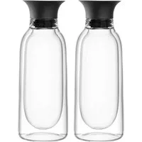 LEONARDO Menage-Set Essig- und Ölflasche DUO, 2er Set, (Set, 2-tlg), aus doppelwandigem Glas mit Silikondeckel
