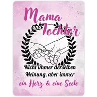 speecheese Metallschild Mama und Tochter - ein Herz & eine Seele Metallschild XL in 21x28 cm