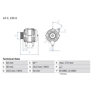 Bosch Lichtmaschine 120A Fiat Opel 0986046140
