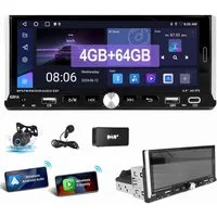 ESSGOO 4GB+64GB Single 1DIN Android 15 Apple Carplay Android Auto GPS WiFi Autoradio (Digitalradio (DAB), FM, AM, Touchscreen Mirror Link)