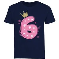 Shirtracer T-Shirt Sechster Mädchen Krone Sterne (1-tlg) 6. Geburtstag