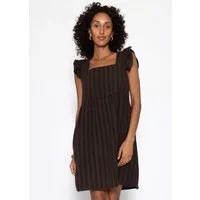 SASSYCLASSY Minikleid Gestreiftes Musselinkleid Damen Kleid aus Musselin im Streifenmuster mit Rüschenärmel