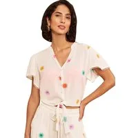 Love & Roses Kurzarmbluse Love & Roses Strandoberteil mit Bindedetail vorne (1-tlg)