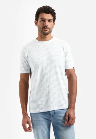 No Excess - T-Shirt Crewneck Striped Blue - Gr. - XXL