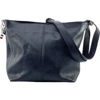 FLORENCE Schultertasche Florence Echtleder Tasche Damen dunkelblau (Schultertasche), Damen Schultertasche, Umhängetasche Leder, dunkelblau ca. 29x20cm hoch