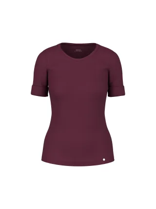 Marc Cain Additions - Baumwollstretch-Shirt mit Halbarm winetasting - Gr. - 38