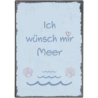 Ib Laursen Metallschild Blechschild "Ich wünsch mir Meer" Wandschild Metallschild Ib Laursen