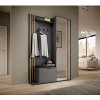 MOEBLO Kompaktgarderobe JOHN (Dielenschrank Wandschrank Regal Diele & Flur Kleiderschrank Schuhschrank, mit Spiegel Flurgarderobe Schrank Kompaktgarderobe), (BxHxT): 135x197x34cm