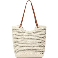nsihing Strandtasche Damen Große Strandtasche Familie Häkelstrandtaschen, weiche gewebte, Große Stroh-Umhängetasche, Shopper