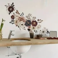 Montegoni Wandsticker Elegante Blumen Wandaufkleber – Selbstklebend für Wohnzimmer (einzel, 1x Eleganter Blumen-Wandaufkleber), Selbstklebend, glänzende Oberfläche, elegantes Blumenmuster