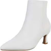Ital-Design Elegante kniehohe Stiefel für Damen mit niedrigem Absatz Stiefelette (90109878) Pfennig-/Stilettoabsatz Stiefeletten in Weiß