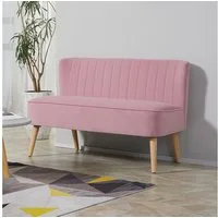 HOMCOM 2-Sitzer Sofa Loveseat mit Leinen-Optik für Schlafzimmer 117x56,5x77cm, Couch 1 Teile, für Wohnzimmer, Schlafzimmer, Rosa