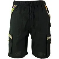 Guru-Shop Relaxhose Ethno Yogashorts im Goastyle - schwarz Hippie, Ethno Style, alternative Bekleidung