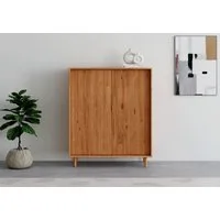 OTTO home Highboard Malmedy Front mit gefrästen Rillen, Kommode Midischrank aus massivem Kiefernholz, Push-to-open, B 100 cm