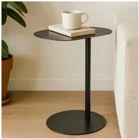 Koopman Beistelltisch Sofatisch Metalltisch Oval 53x35x25 cm Beige / Schwarz / Weiß (Einzelartikel, 1-St., 1 Tisch), Schwarz, Metall, Oval, stabiler Stand, Tisch