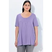 Ulla Popken T-Shirt T-Shirt Zierfalten A-Linie Rundhals Halbarm Modal