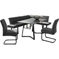 OTTO home Eckbankgruppe Tisch, Bank und 2 Stühle, Taschenfederkern, (Set, 4-tlg), Tisch (140x90cm) schwarz, Bank und Stühle anthrazit oder beige