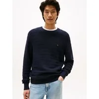 Tommy Hilfiger Rundhalspullover STRIPE STRUCTURE regular fit, leicht überschnittene Schultern