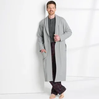 Bademantel mit Waffelstruktur, Herren,  Grau, by Lands' End