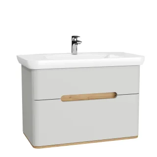 VitrA Sento Set 98 cm Waschtisch + Unterschrank 2 Laden Hellgrau Matt,65990 65990