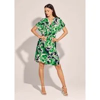 MADELEINE Midikleid Midi-Kleid mit grafischem Print Animal-Print trifft auf Serafino-Kragen für modische Akzente