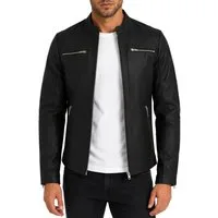Reichstadt Lederjacke Herren Slim Fit Bikerjacke Silver Zipper 20RS20LUX Reißverschluss an den Ärmelenden