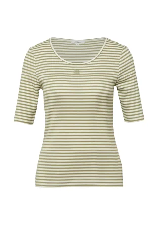 s.Oliver - T-Shirt olive/weiß - Gr. - 42
