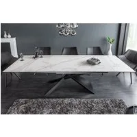 riess-ambiente Esstisch EUPHORIA 180-220-260cm weiß / schwarz · Keramik-Platte · ausziehbar (Einzelartikel, 1-St), 3-Stufen für 8-12 Personen · Metall-Beine · Marmor-Design · Industrial
