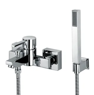 KAJA-B-Quadrat Einhebel-Wannenf.-u.Brauseb., chrom mit Stabhandbrause-Set  60445-C