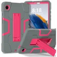 Wigento Tablet-Hülle Für Samsung Galaxy Tab A11 Color Hybrid Design Hülle mit Halter Grau, Stoßfest, Kontrastdesign, Halterfunktion