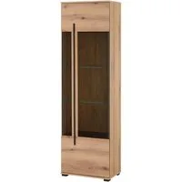 Home affaire Vitrine Cantara, Vitrinenschrank in Eiche Evoke, Weiß o Kaschmir, Standvitrine schwarzer Stangengriff, ausreichend Stauraum, vielseitig einsetzbar