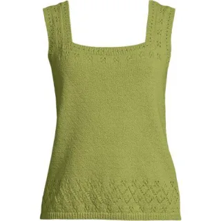Feinstrick-Top mit Ajourdetails für Damen, Damen, size: regular, Blau, Baumwoll-Mischung/Polyester-Mischung, by Lands' End