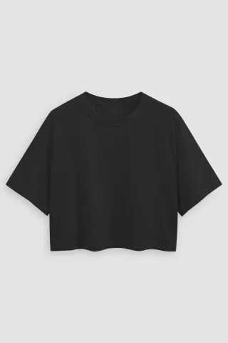 Basic Rundhals-Crop-Top-T-Shirt