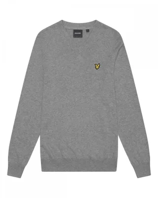 Lyle & Scott � Pullover aus Baumwollmerinowolle mit V-Ausschnitt, Grau