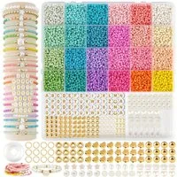 Zaewry Ketten und Armband Set Perlen zum Basteln mit Loch 3 mm Jewelry Making Kit (Bunte Perlen zum Auffädeln), Füllstoff Perlen für die Herstellung von Armband Halskette Ohrringe