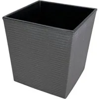 Engelland Pflanzkübel Blumentopf aus recyceltem Kunststoff & Holz (WPC), Rillenoptik (UV-beständig, wetterfest, quadratisch), Blumenkübel für Garten, Balkon, Terrasse, Innen- und Außenbereich