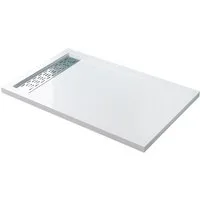 Mai & Mai Duschwanne Duschtasse Acryl Rechteckig Höhe: 5cm bodeneben montierbar Xetro04, Rechteckig, Edelstahl-Abdeckung
