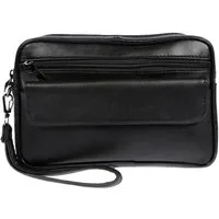 Christian Wippermann Handgelenktasche XL echt Leder Herren Handgelenktasche Herrentasche, Tasche Schwarz Smartphonefach