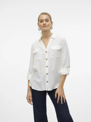 VERO MODA - VMBUMPY L/S SHIRT NEW WVN NOOS Snow White - Gr. - L