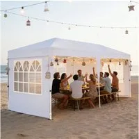 FIVMEN Partyzelt 3x6m Faltpavillon mit 6 Seitenwände Höhenverstellbar Gartenpavillon, Ideal für Gartenfeste & Feiern, Einfach aufbauen