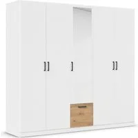 rauch Drehtürenschrank Kleiderschrank Schrank Garderobe Wäscheschrank BARI mit Spiegel mit Schubasten mittig, moderner Griff in Graumetallic MADE IN GERMANY